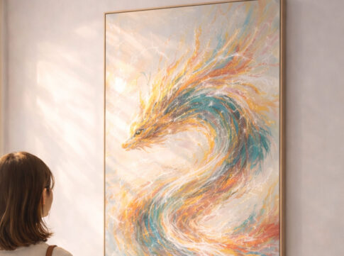 龍の絵を眺めるイメージ画像