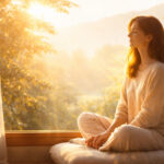 朝の光を浴びて自分の内面と向き合っている女性