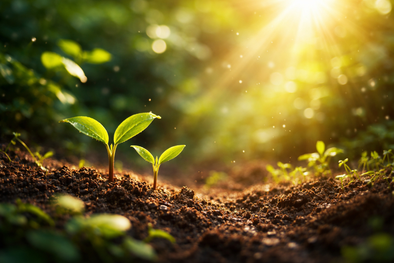 新しい始まりや回復をイメージする芽吹いた植物