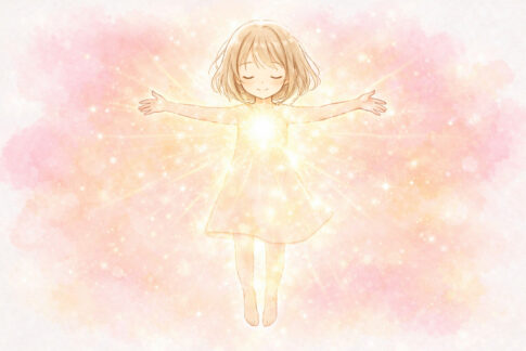 周波数を手放し、本来の自分の軽やかな状態に戻ったイメージ