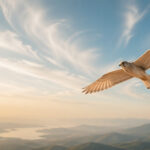 空を軽やかに飛ぶ鳥の姿。強さとしなやかさを感じさせるイメージ