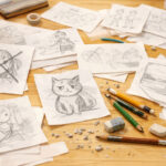 絵の練習をする風景